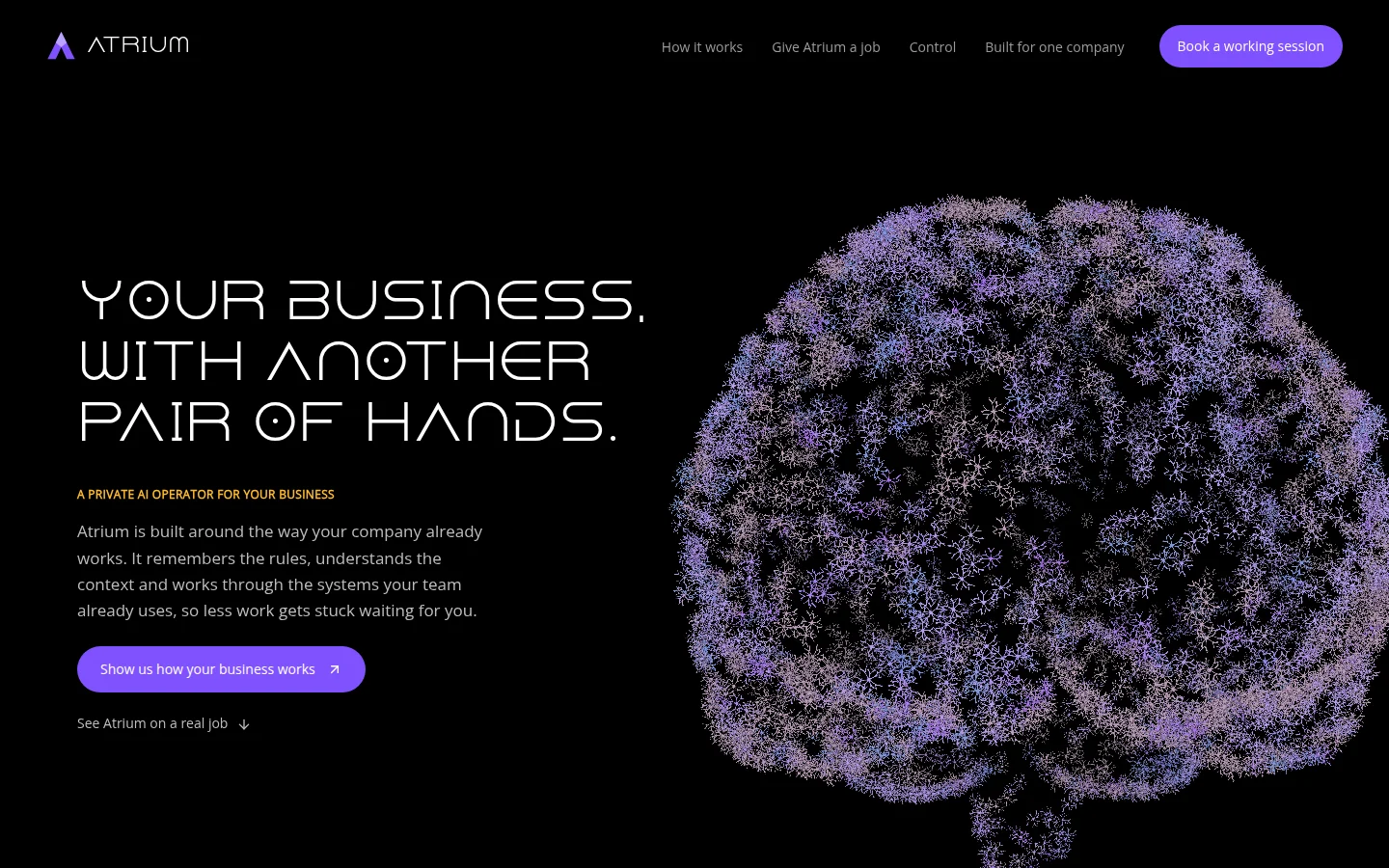 Atrium website and product preview
