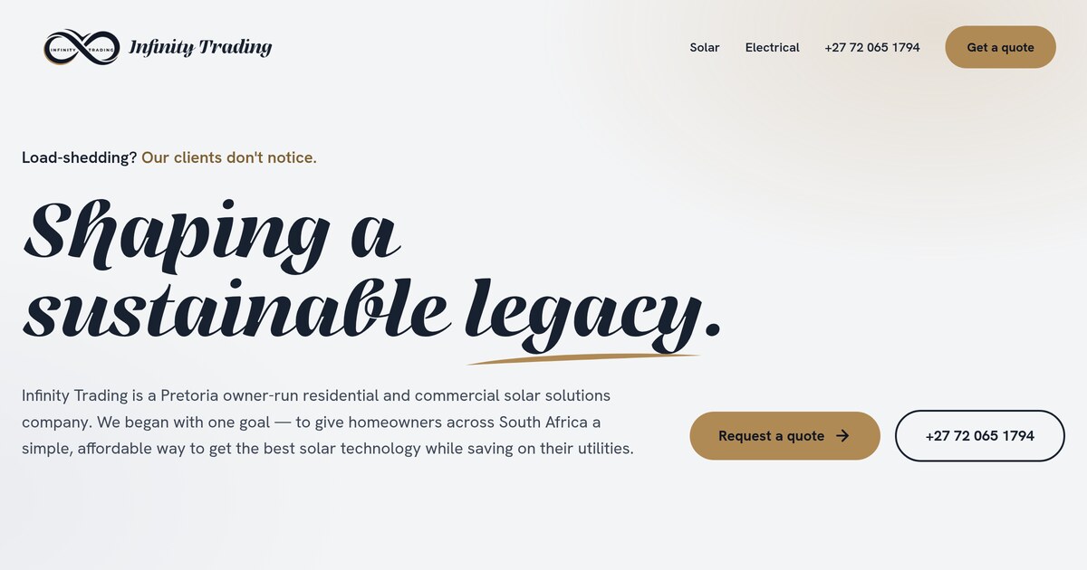 Infinity Trading — Shaping a sustainable legacy.